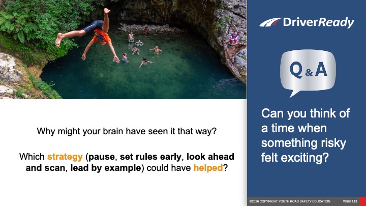DriverReady classroom prompt about planning for a risky situation